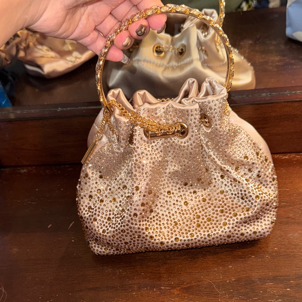 Chic Gold Beaded Women's Clutch